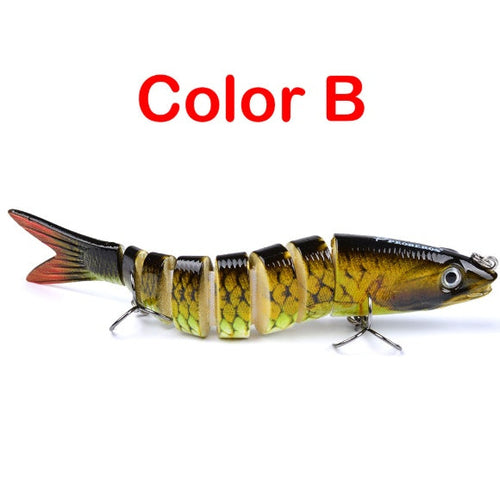 Pike/Bass Fishing Lure – Multi-Jointed Hard Bait with 3D Eyes & Steel Ball Rattle (13.28cm, 19g)