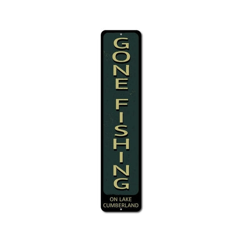 Gone Fishing Vertical Sign – Rustic Fishing Cabin Wall Decor