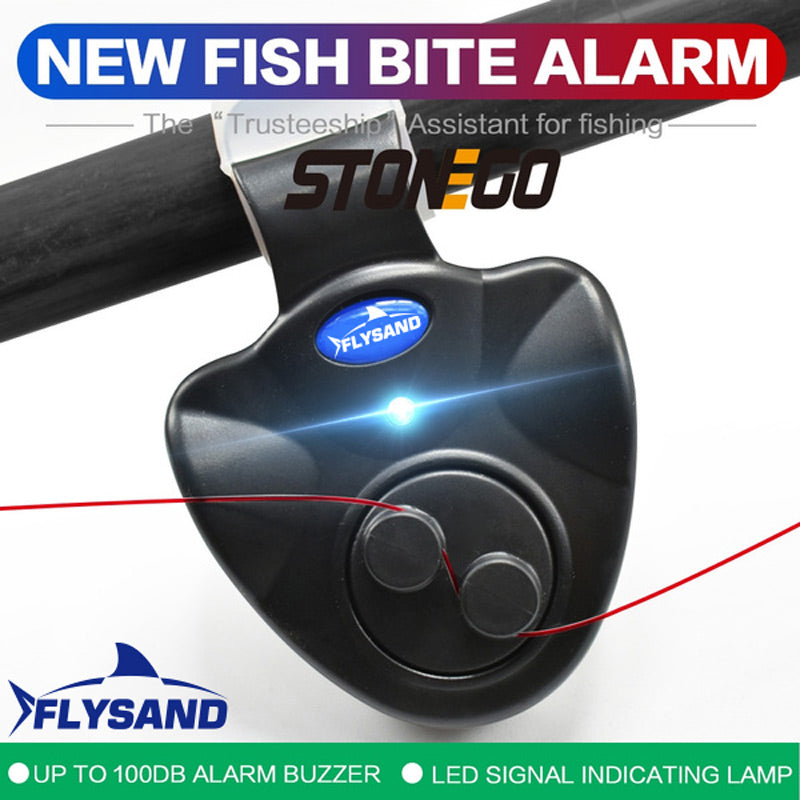 Compact electronic fishing bite alarm with sound and flashing light. Clips to rod for instant bite detection, ideal for day and night fishing. Easy to use and reliable.