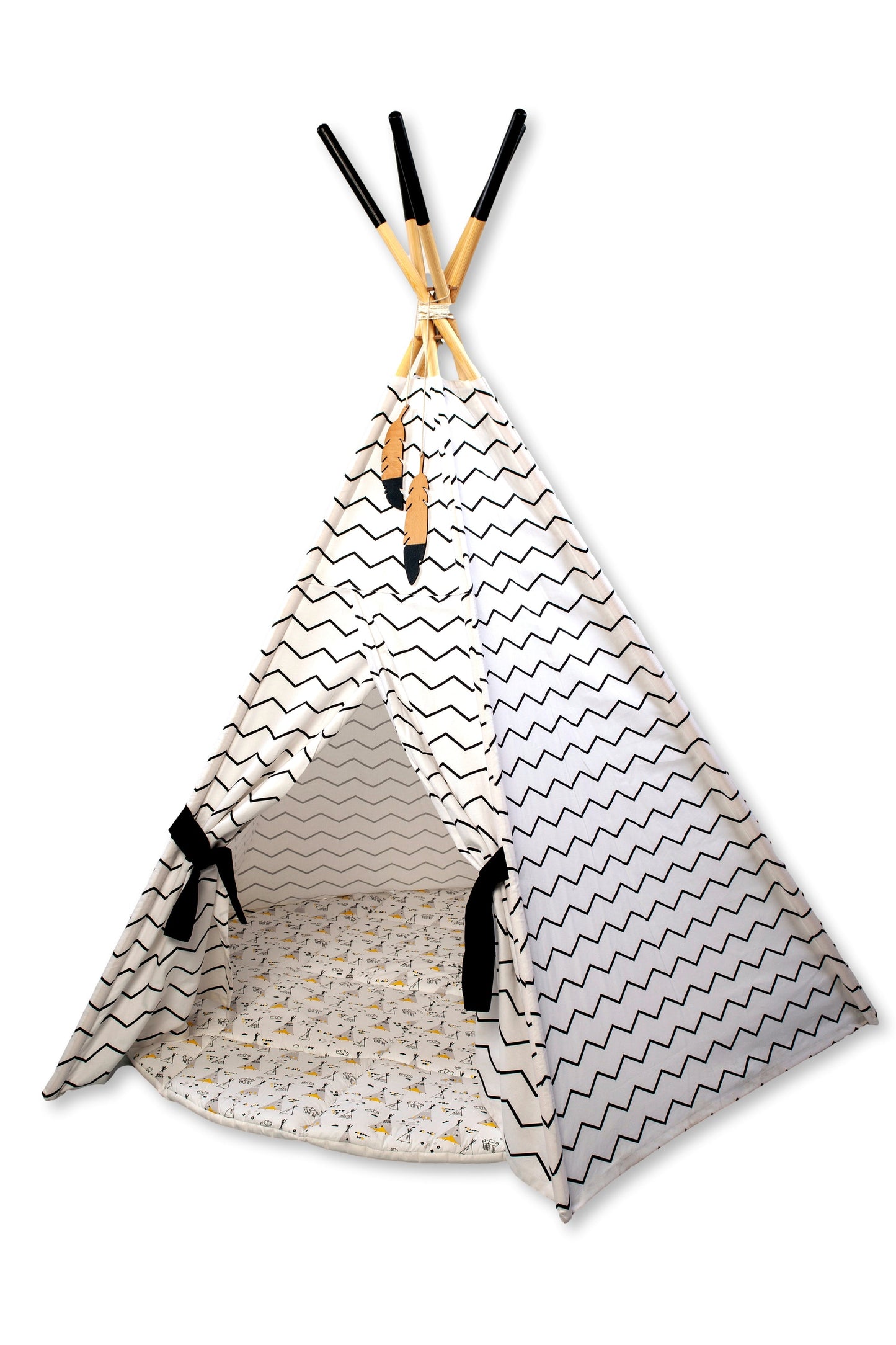 XL Kids Teepee Tent & Play Mat Set – Portable Indoor/Outdoor Linen-Cotton Playhouse for Toddlers (2-Piece Set)