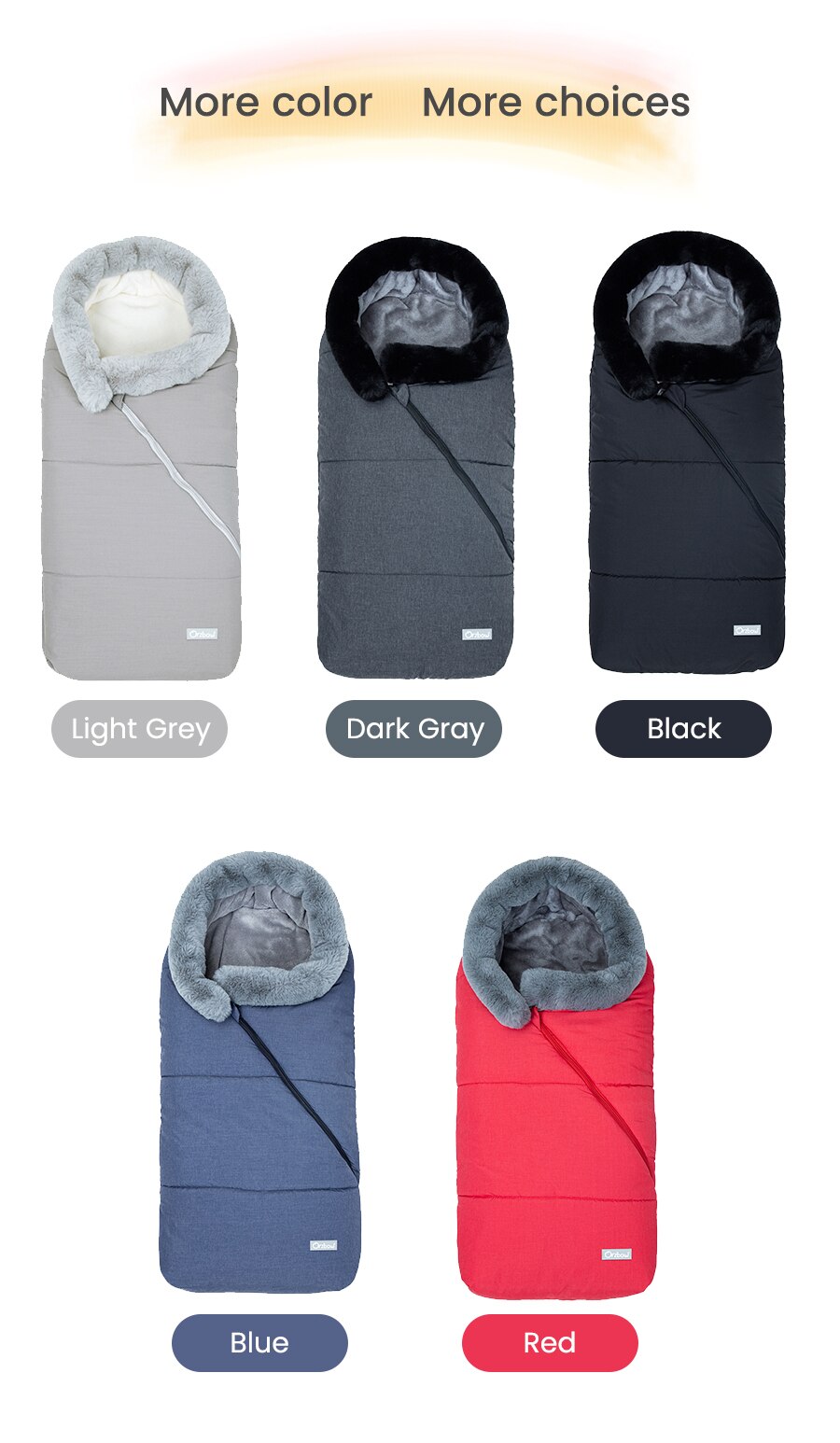 Winter Baby Sleeping Bag – Hooded Infant Stroller Sleepsack with Faux Fur Collar