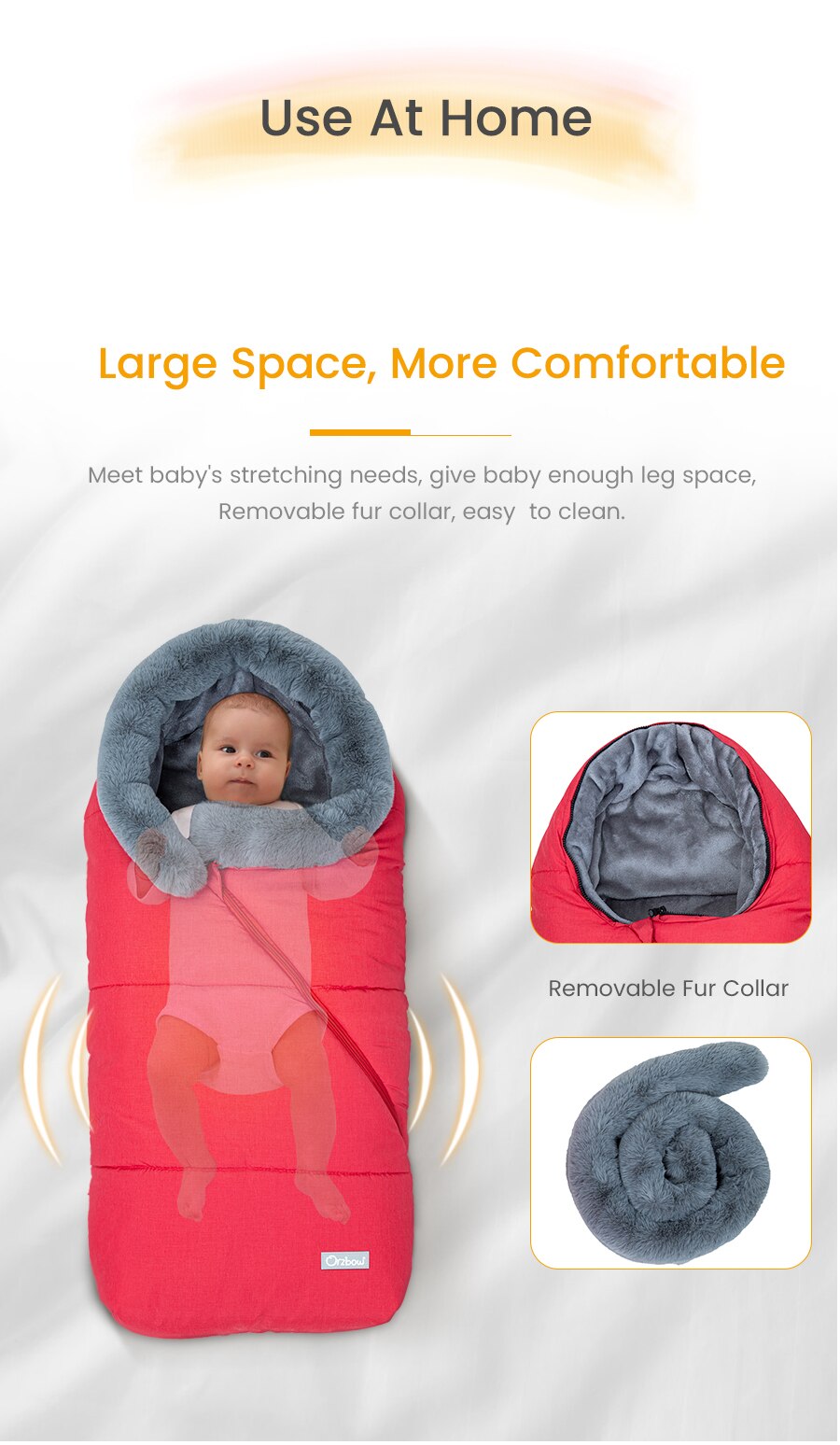 Winter Baby Sleeping Bag – Hooded Infant Stroller Sleepsack with Faux Fur Collar