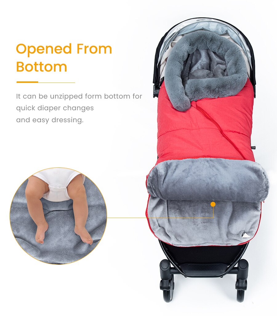 Winter Baby Sleeping Bag – Hooded Infant Stroller Sleepsack with Faux Fur Collar