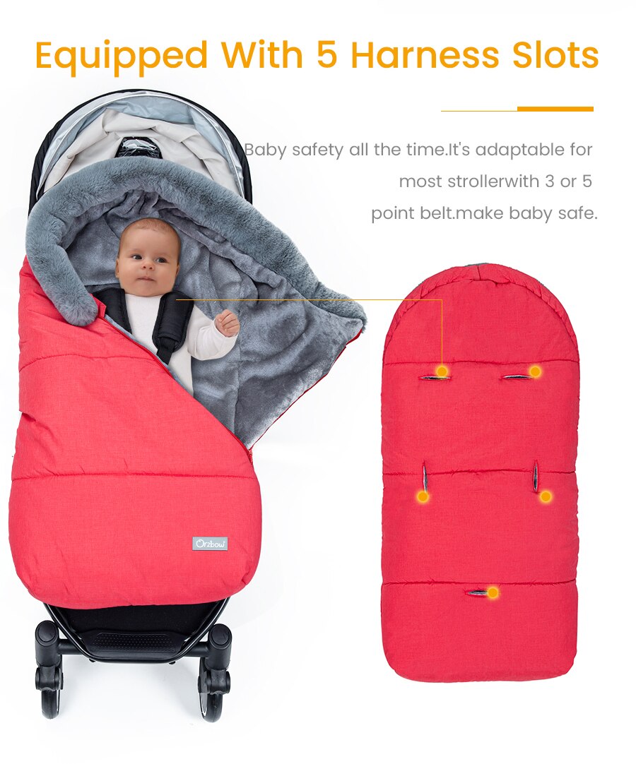 Winter Baby Sleeping Bag – Hooded Infant Stroller Sleepsack with Faux Fur Collar