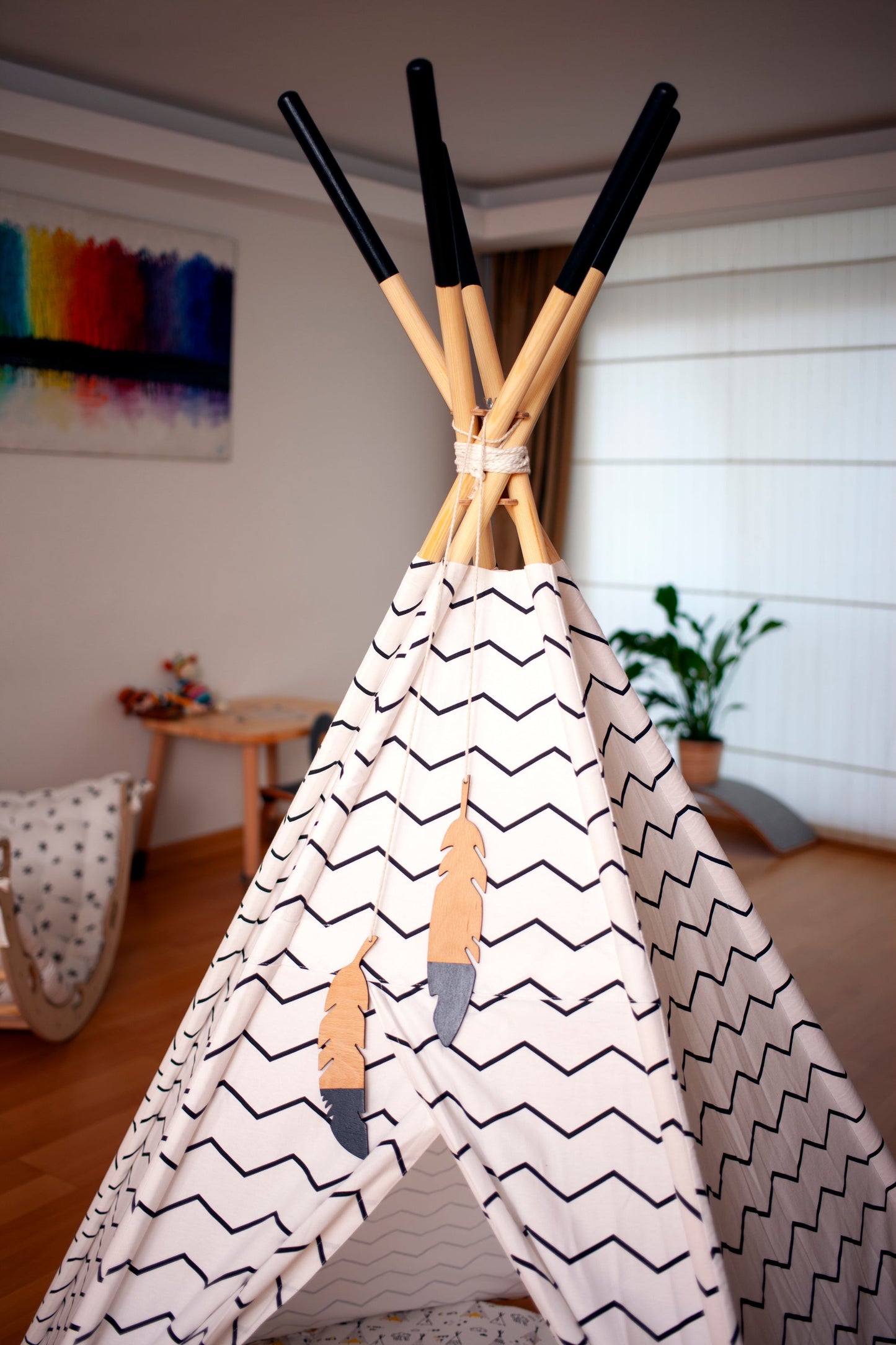 XL Kids Teepee Tent & Play Mat Set – Portable Indoor/Outdoor Linen-Cotton Playhouse for Toddlers (2-Piece Set)