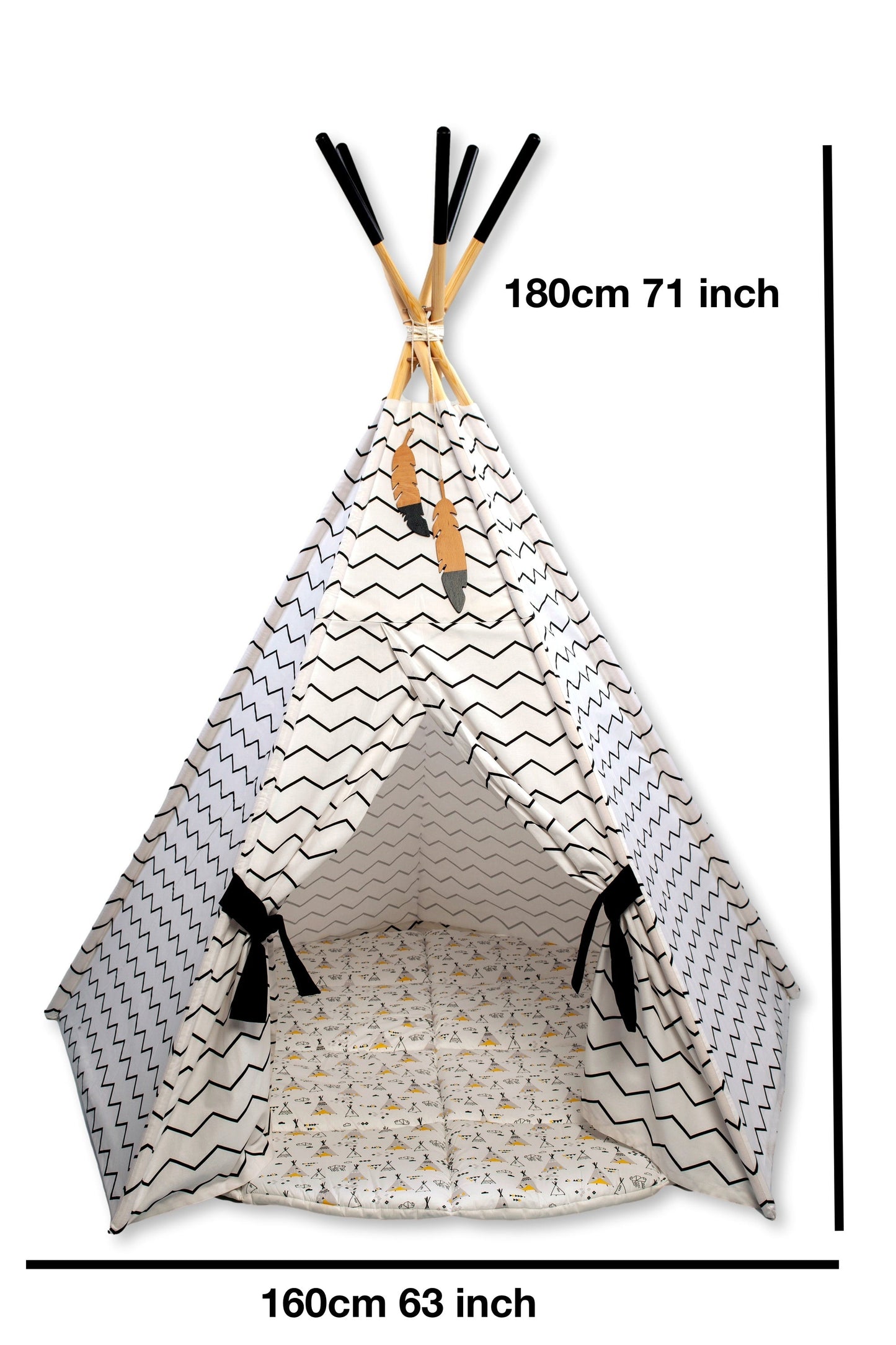 XL Kids Teepee Tent & Play Mat Set – Portable Indoor/Outdoor Linen-Cotton Playhouse for Toddlers (2-Piece Set)