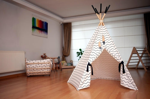 XL Kids Teepee Tent & Play Mat Set – Portable Indoor/Outdoor Linen-Cotton Playhouse for Toddlers (2-Piece Set)