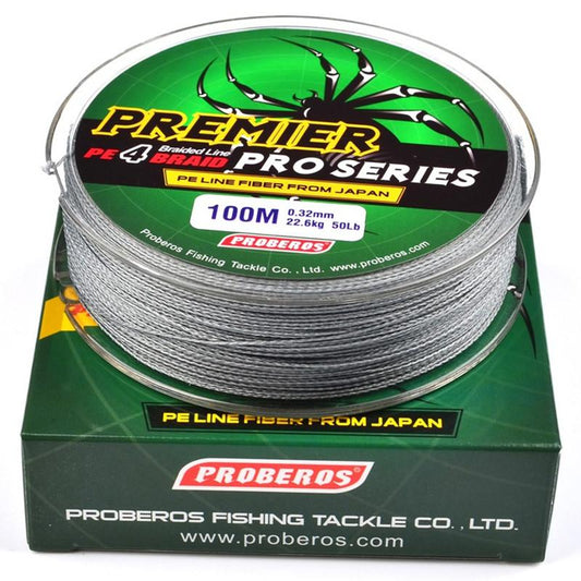 100m gray braided fishing line with 4 strand pe construction high strength range from 6lb to 100lb smooth casting abrasion resistant and ultra sensitive for freshwater and saltwater fishing