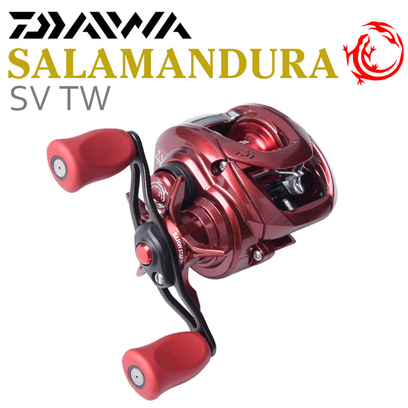 SALAMANDURA 103H/103HL baitcasting reel with 7.1:1 gear ratio, 7+1 bearings, and 5kg max drag. Lightweight 190g design for saltwater and freshwater fishing, available in left and right-hand models.