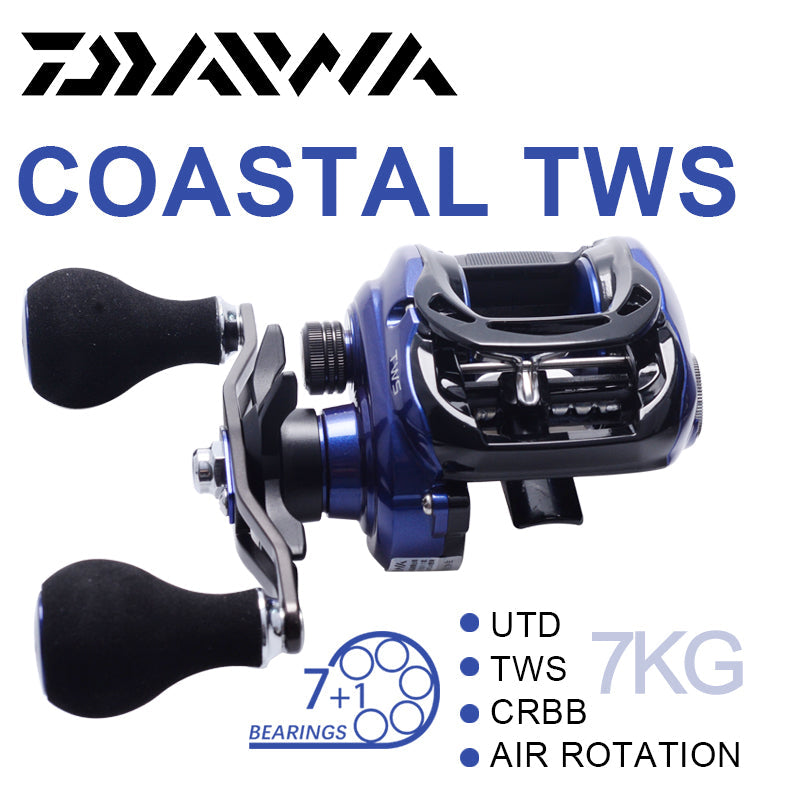 COASTAL-TWS 200HS baitcasting reel with 7.3:1 gear ratio, SV spool, and low-profile design. Features 8 ball bearings, 7kg max drag, and 230g lightweight build for saltwater and freshwater fishing.