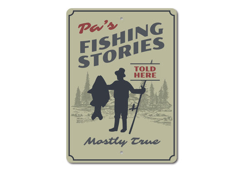 Pa’s Fishing Stories Metal Sign – Rustic Lake House &amp; Cabin Wall Décor