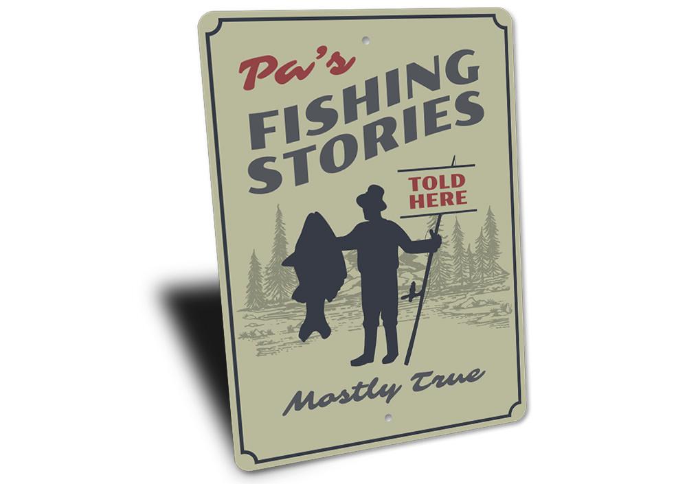 Pa’s Fishing Stories Metal Sign – Rustic Lake House &amp; Cabin Wall Décor