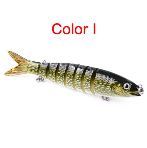 Pike/Bass Fishing Lure – Multi-Jointed Hard Bait with 3D Eyes & Steel Ball Rattle (13.28cm, 19g)