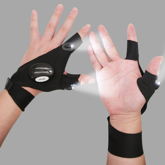 Waterproof fishing gloves with built-in LED flashlight for night fishing