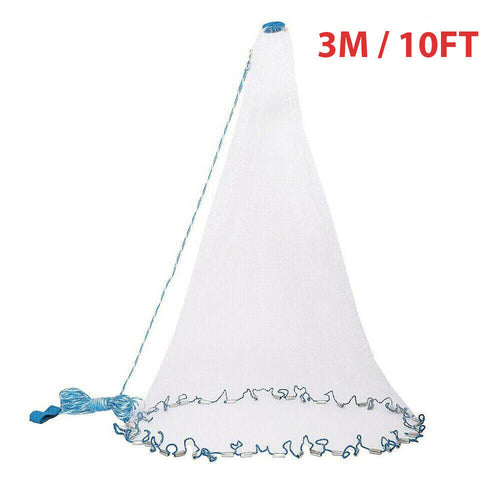 Heavy-Duty Cast Net – 6ft to 16ft Sizes | Nylon Mesh with Zinc Sinkers