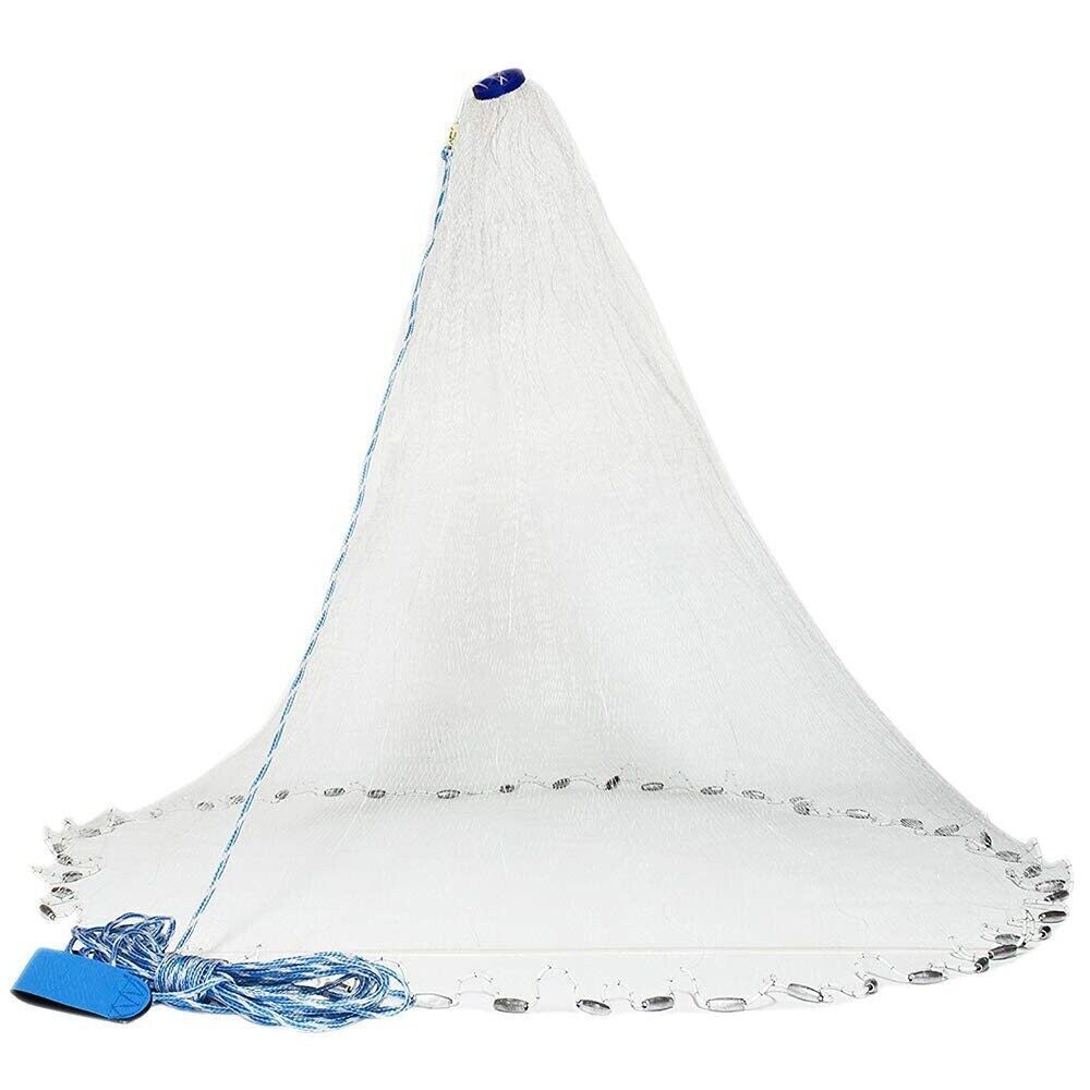 Heavy-Duty Cast Net – 6ft to 16ft Sizes | Nylon Mesh with Zinc Sinkers