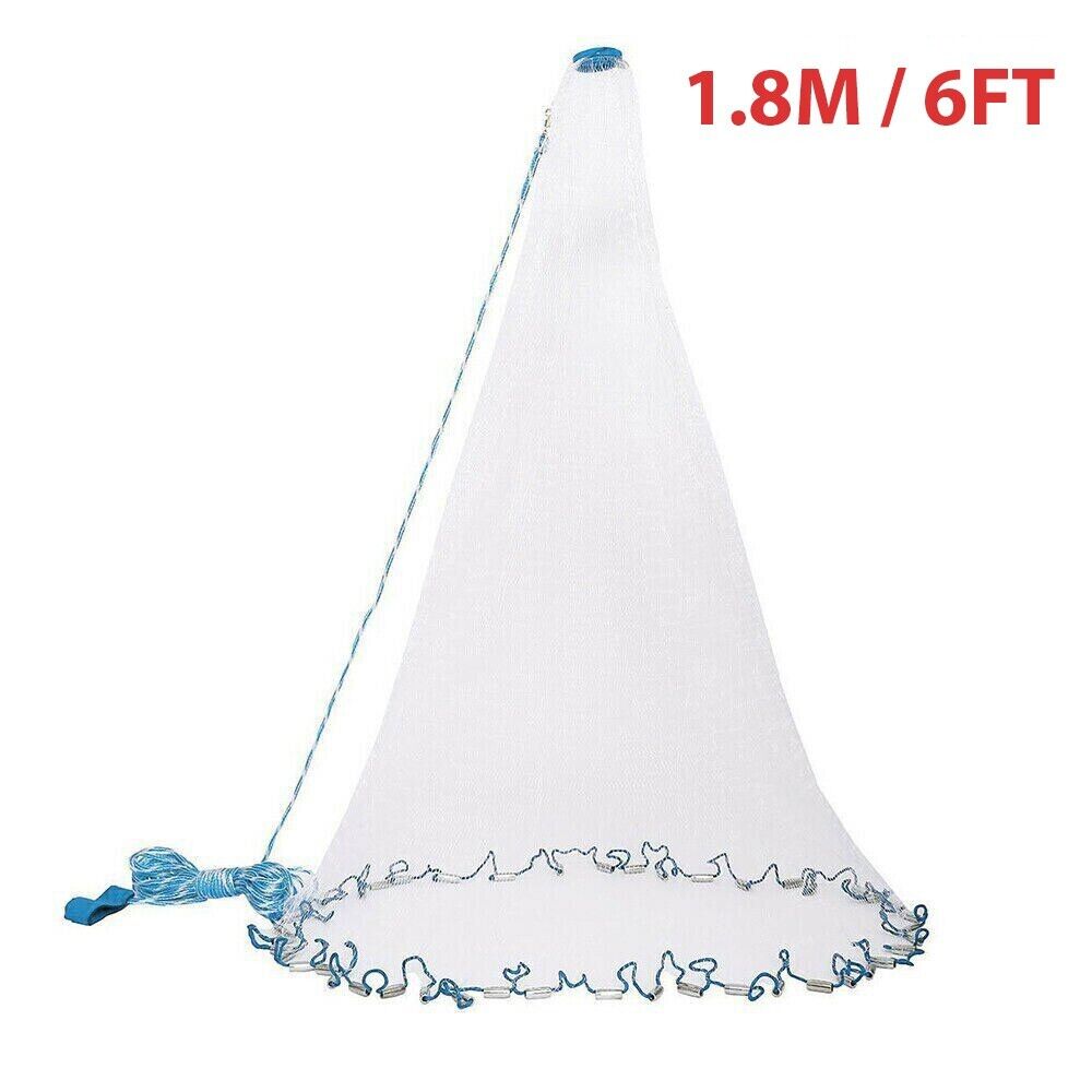 Heavy-Duty Cast Net – 6ft to 16ft Sizes | Nylon Mesh with Zinc Sinkers