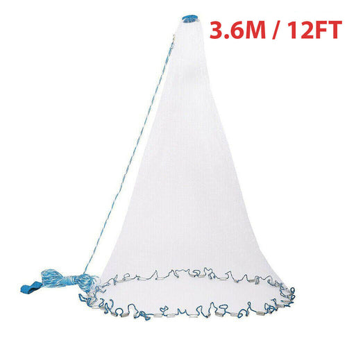 Heavy-Duty Cast Net – 6ft to 16ft Sizes | Nylon Mesh with Zinc Sinkers