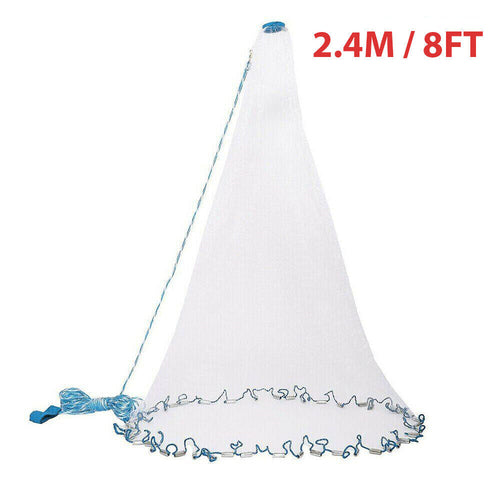 Heavy-Duty Cast Net – 6ft to 16ft Sizes | Nylon Mesh with Zinc Sinkers