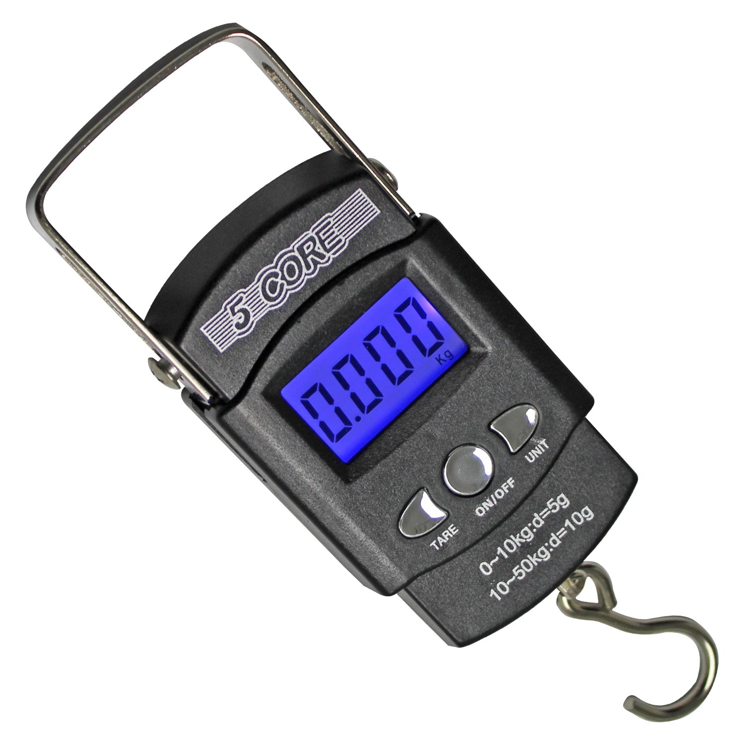 digital fishing scale with measuring tape accurate up to 110 lbs includes lcd screen stainless steel hook multi unit conversion and compact design ideal for anglers camping gear and travel use