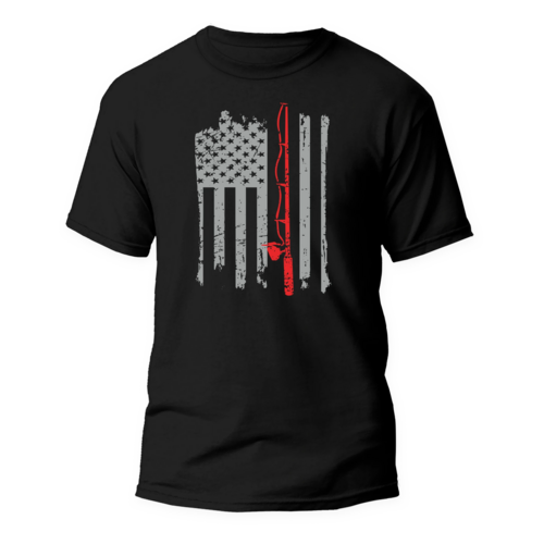 Fishing Rod American Flag T-Shirt – Unisex Patriotic Fishing Tee