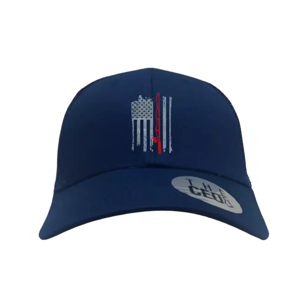 American flag fishing hat shown from different angles