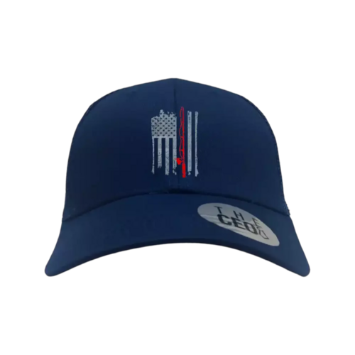 American flag fishing hat shown from different angles