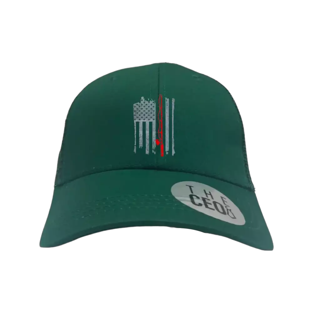 American flag fishing hat shown from different angles