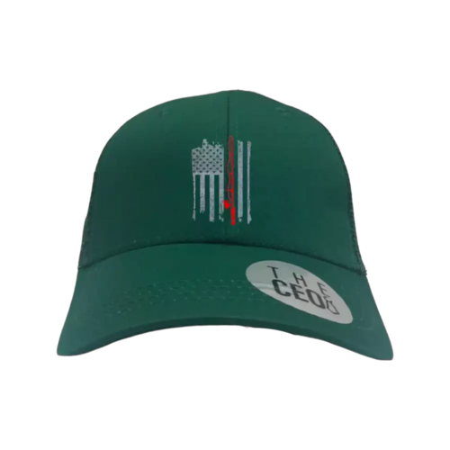 American flag fishing hat shown from different angles