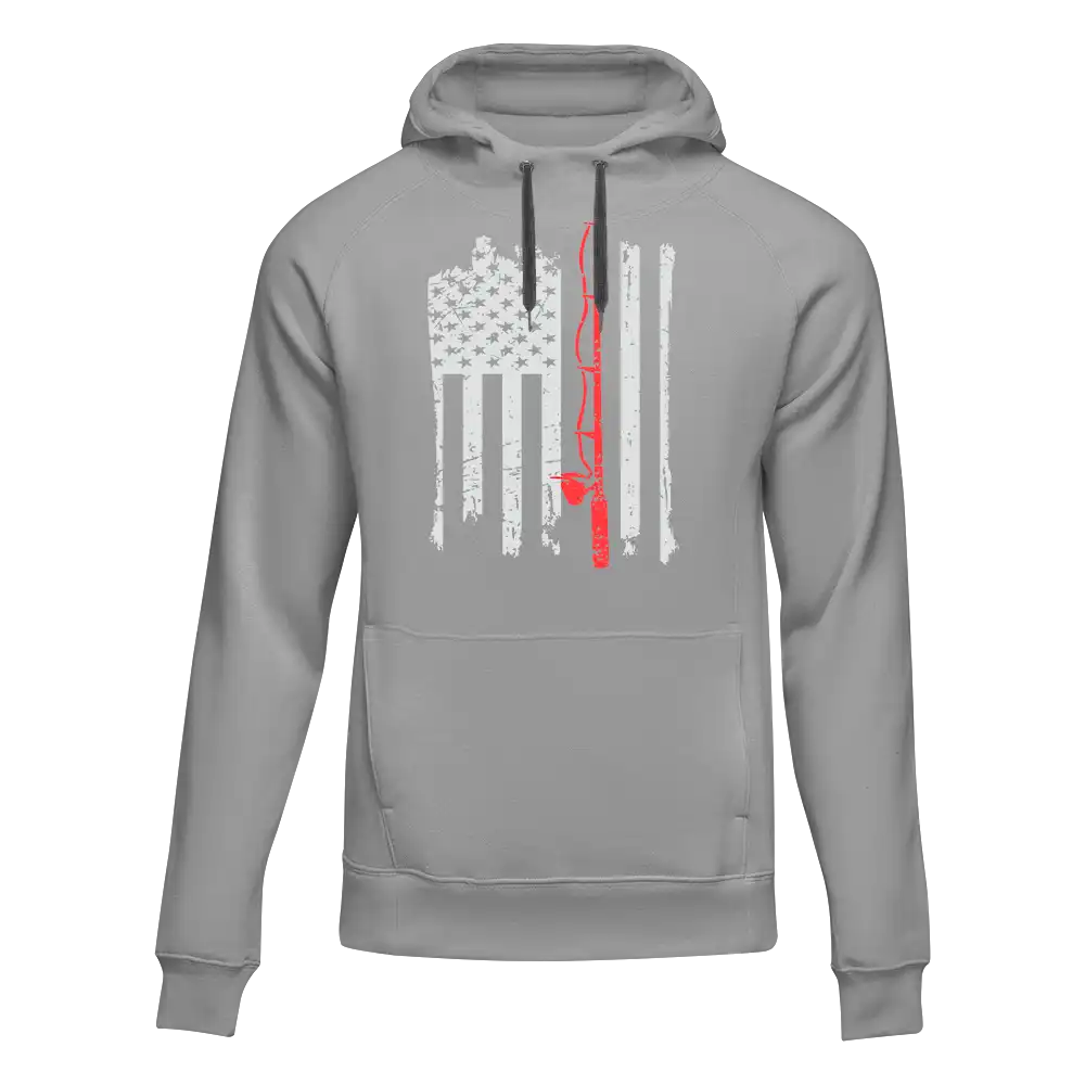 Fishing Rod American Flag Hoodie – Unisex Patriotic Fishing Sweatshirt