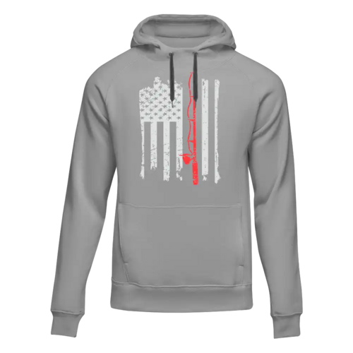 Fishing Rod American Flag Hoodie – Unisex Patriotic Fishing Sweatshirt