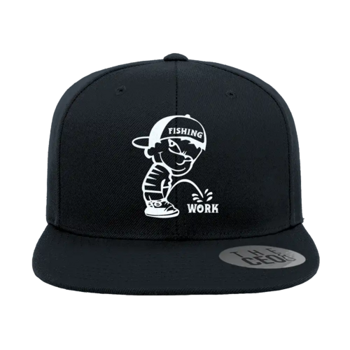 Fishing and Work Embroidered Flat Bill Cap – Snapback, Cotton Twill