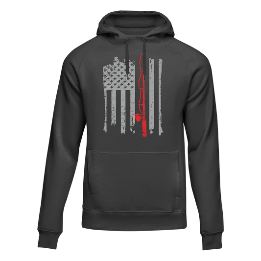 Fishing Rod American Flag Hoodie – Unisex Patriotic Fishing Sweatshirt