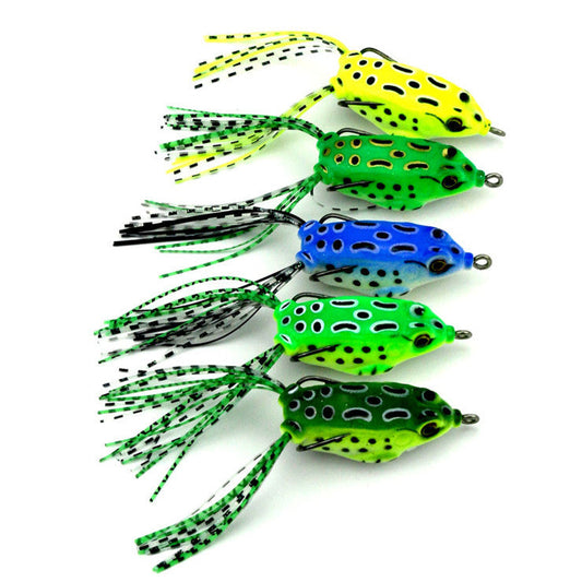 Set of 5 HENG JIA Mini Pocket Frog Soft Baits – realistic lifelike frog design for freshwater fishing, each 8g – ideal for catching predatory fish and easy to store in tackle box