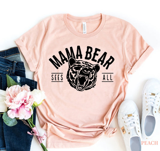 Mama Bear t-shirt for moms made from soft ring-spun cotton with bold graphic print in unisex fit perfect for Mother’s Day or everyday wear