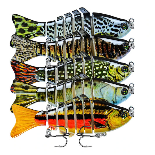 Multi-jointed slow sinking swimbait lure – segmented lifelike bait for bass and game fish – realistic swimming action for freshwater or saltwater fishing.