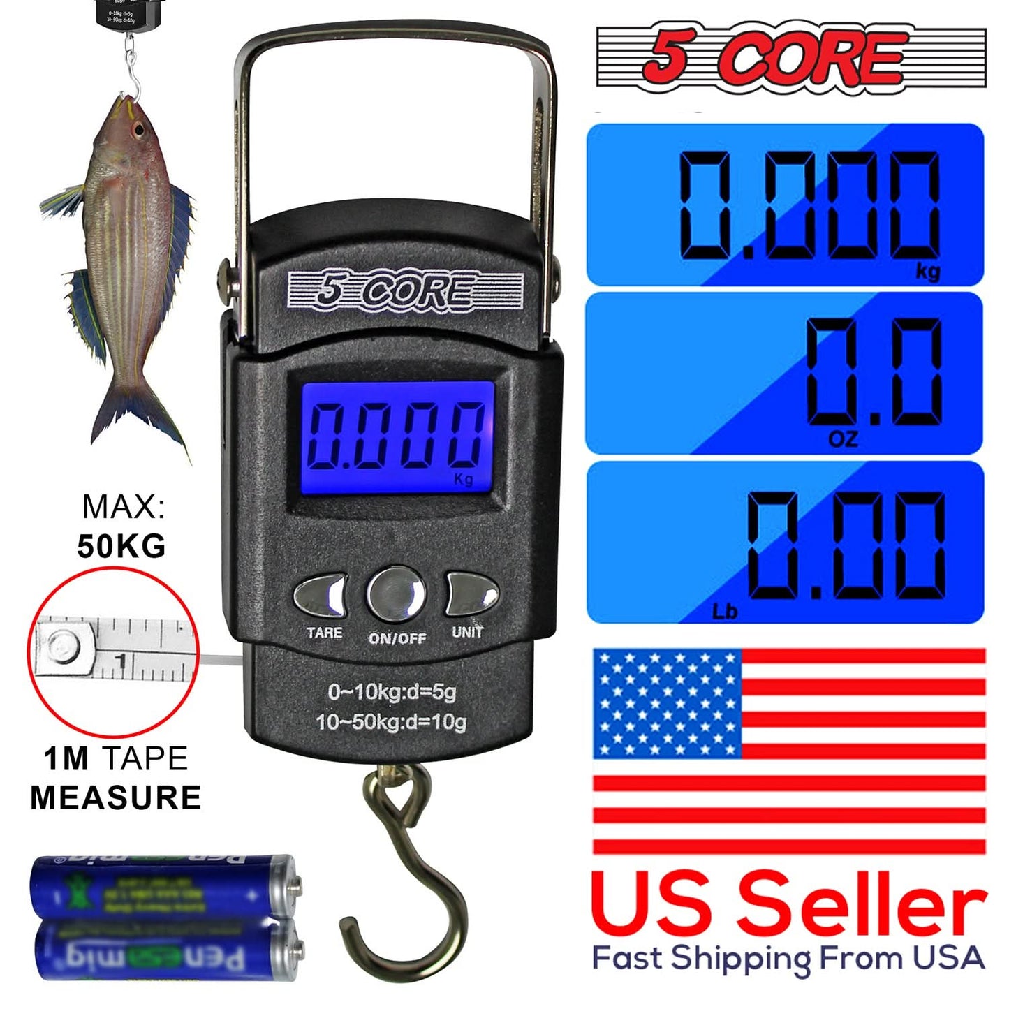 Digital Fishing Scale with Measuring Tape – Precise, Durable &amp; Portable for Anglers