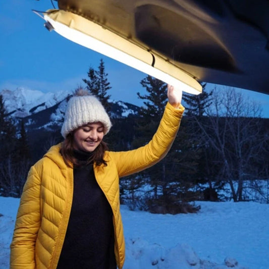 Portable inflatable camping lamp with USB interface and white LED light made from PVC ideal for outdoor lighting and travel use