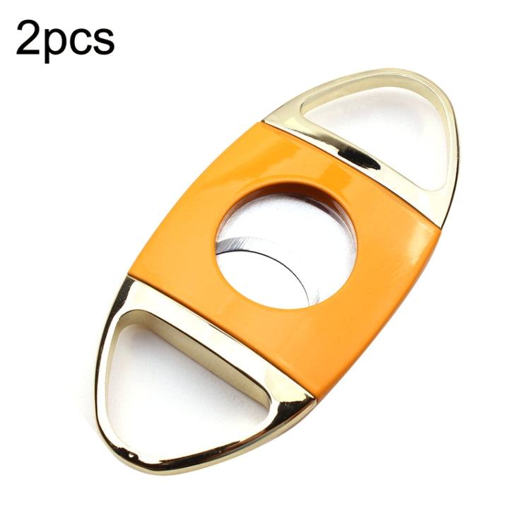 Stainless steel portable cigar cutter with sharp dual blades and a sleek wire-drawing finish; durable, compact, and ideal for precise cuts.