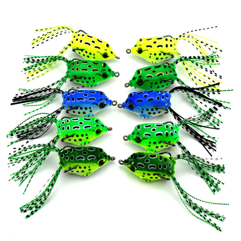 Set of 5 HENG JIA Mini Pocket Frog Soft Baits – realistic lifelike frog design for freshwater fishing, each 8g – ideal for catching predatory fish and easy to store in tackle box