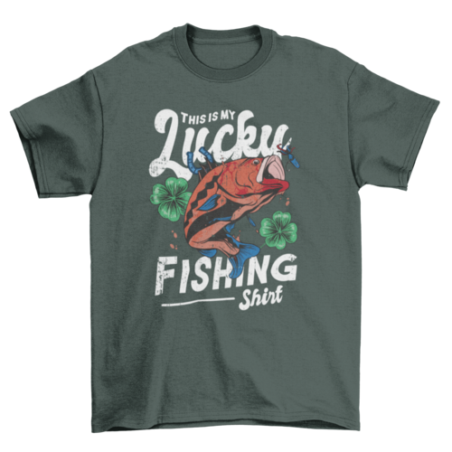 "This Is My Lucky Fishing Shirt" T-Shirt – Funny Fishing Shirt with Shamrocks &amp; Fish Design | Lucky Angler Tee