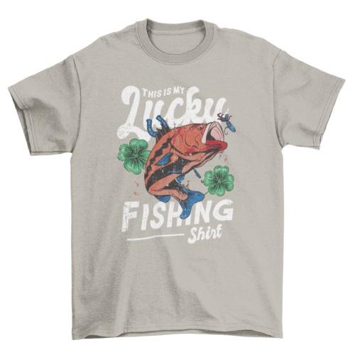 "This Is My Lucky Fishing Shirt" T-Shirt – Funny Fishing Shirt with Shamrocks &amp; Fish Design | Lucky Angler Tee