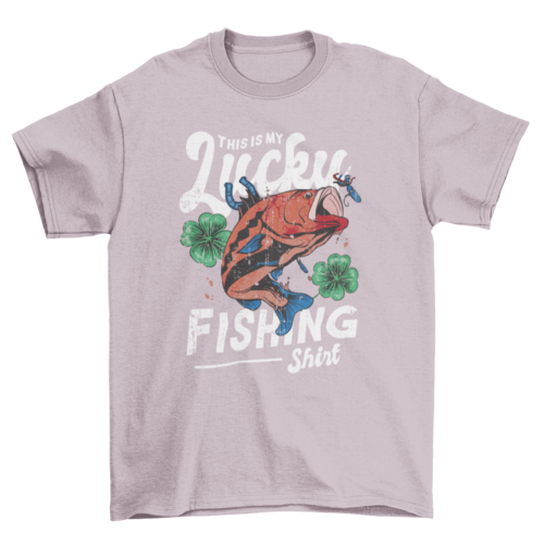"This Is My Lucky Fishing Shirt" T-Shirt – Funny Fishing Shirt with Shamrocks &amp; Fish Design | Lucky Angler Tee