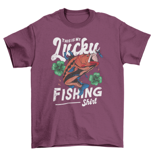 "This Is My Lucky Fishing Shirt" T-Shirt – Funny Fishing Shirt with Shamrocks &amp; Fish Design | Lucky Angler Tee