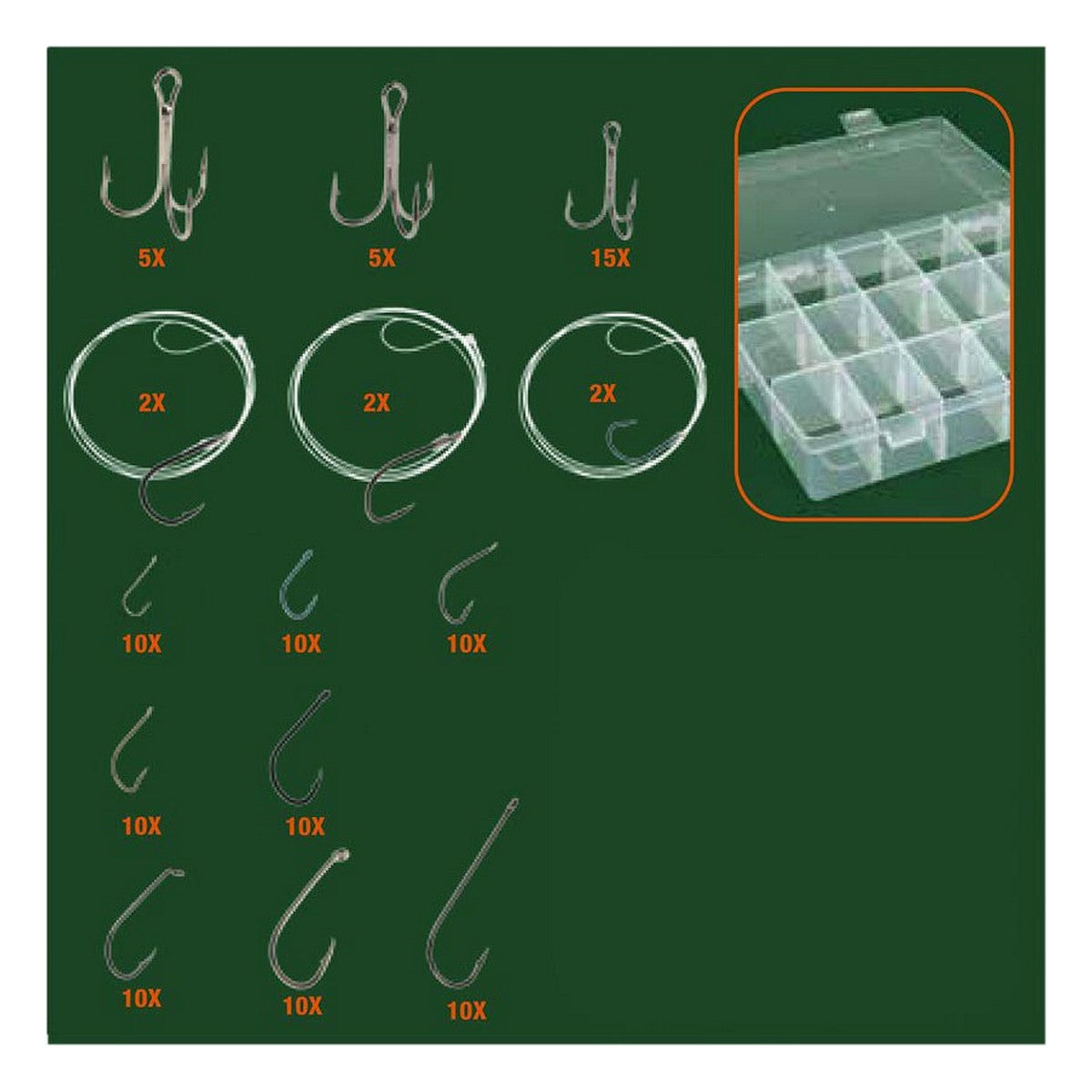 xq max fishing hooks set 111 piece tackle kit with assorted hooks and accessories in compact 21 x 14 x 4 cm storage box ideal for freshwater and saltwater anglers of all experience levels