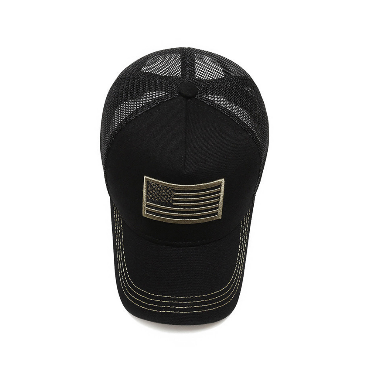 American Flag Trucker Hat – Breathable Mesh, Adjustable Snapback