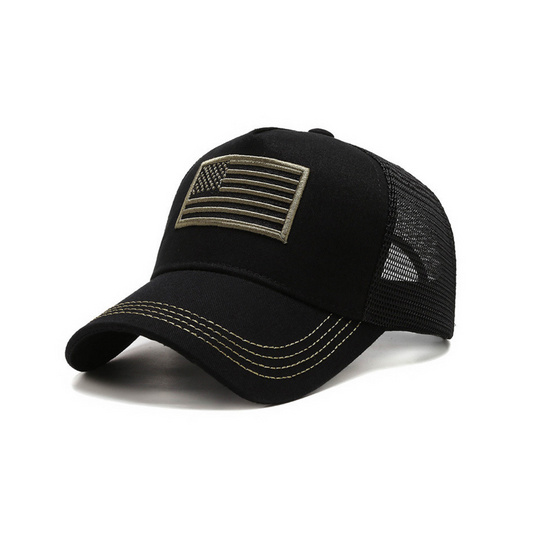 American Flag Trucker Hat – Breathable Mesh, Adjustable Snapback