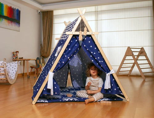 XL Bunny Play Tent &amp; Play Mat Set – Indoor &amp; Outdoor Kids Teepee Tent with Lights