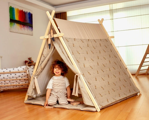 XL Bunny Play Tent &amp; Play Mat Set – Indoor &amp; Outdoor Kids Teepee Tent with Lights