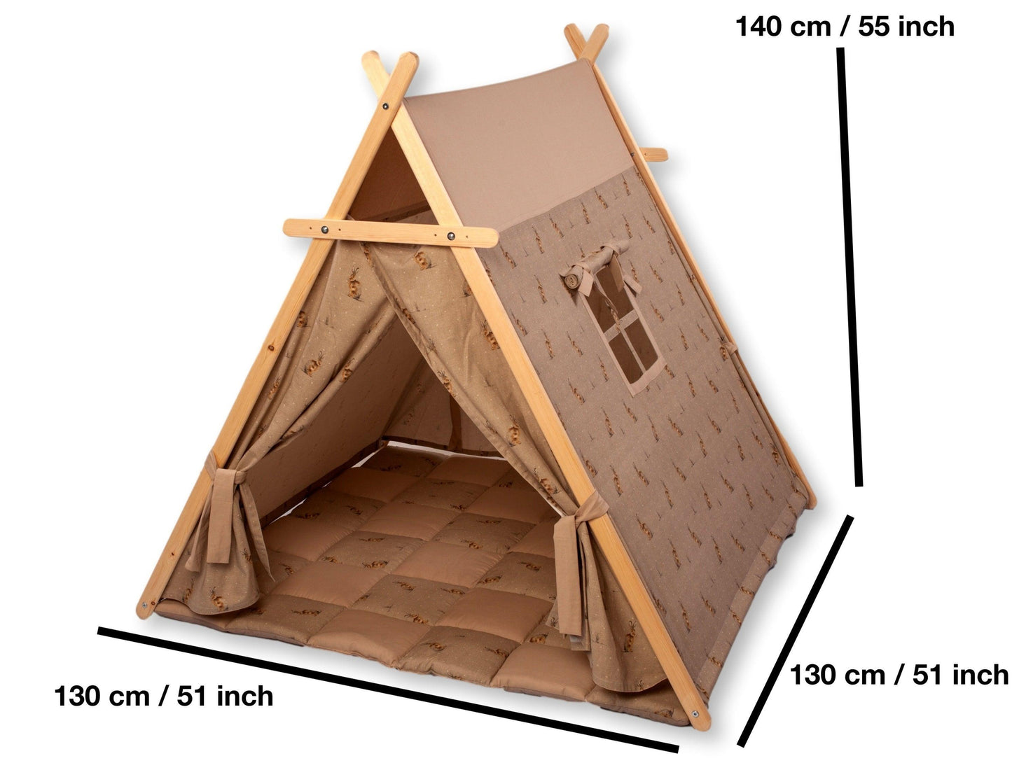XL Bunny Play Tent &amp; Play Mat Set – Indoor &amp; Outdoor Kids Teepee Tent with Lights